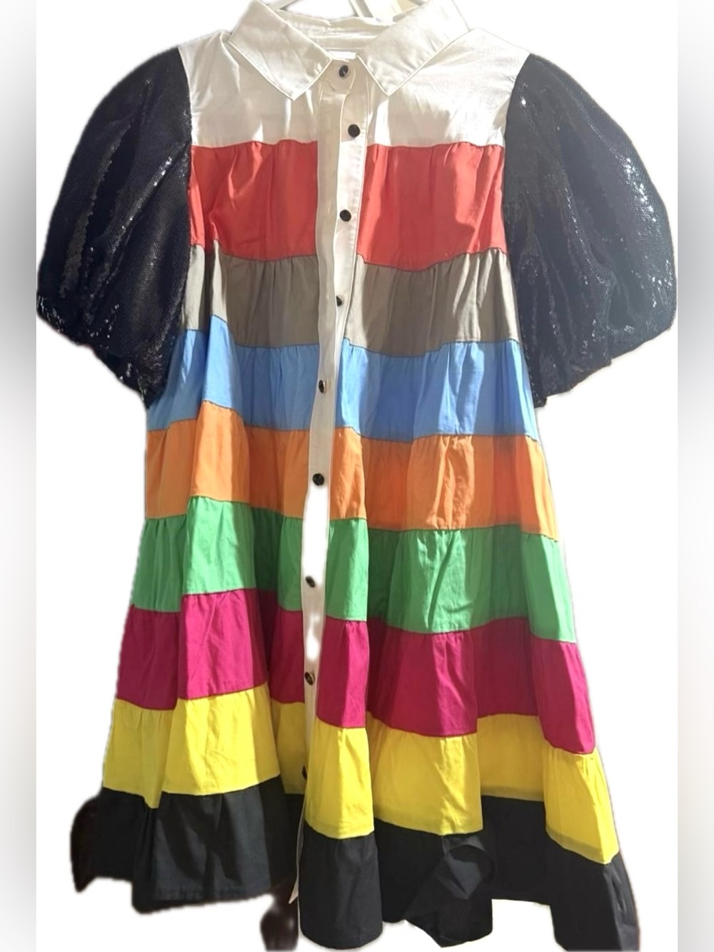 Queen of Sparklws sequin color block dress in small
